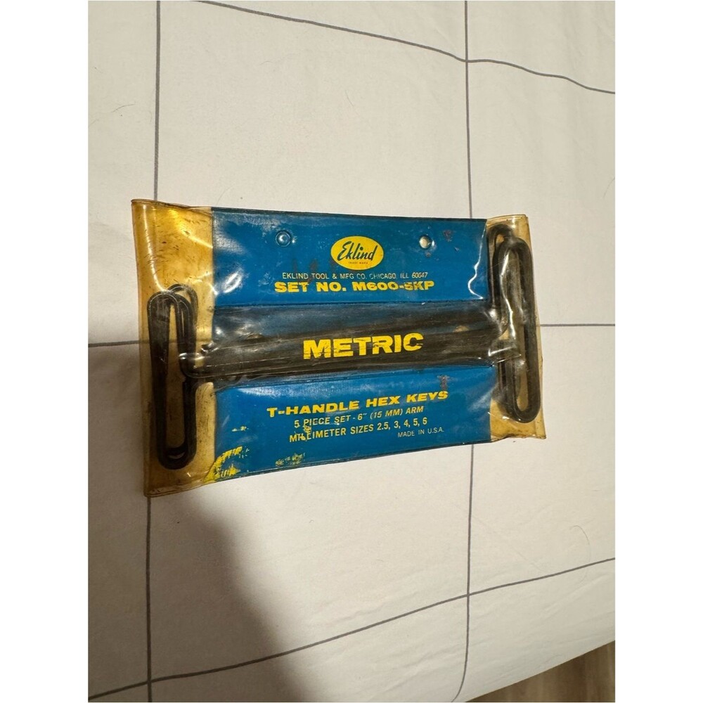 Eklind Metric T-Handle Hex Key Set in Blue & Yellow Packaging - Picture 1 of 1